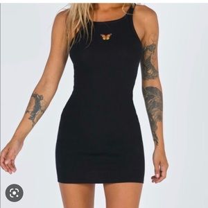 Princess Polly black ribbed butterfly dress